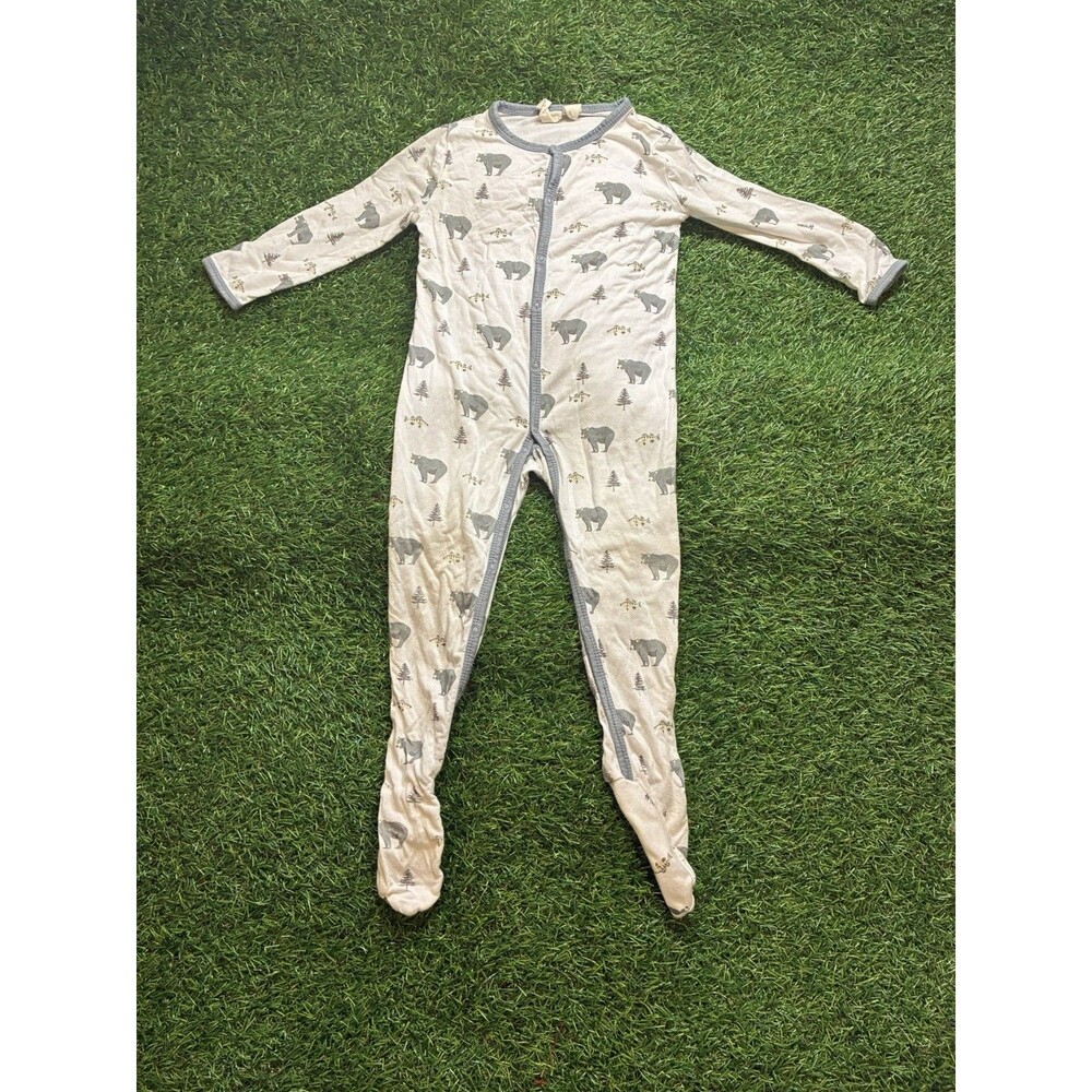 Kyte Baby Creek Bear Print Snap Footie Pajamas 12-18M Bamboo Sleeper